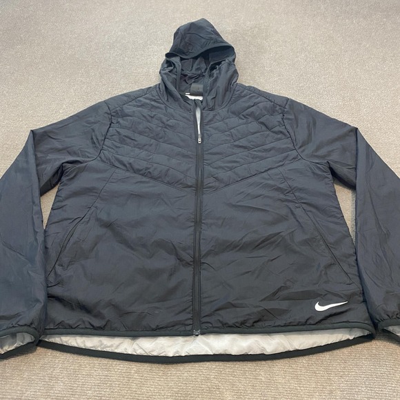 Nike Jacket Mens Large Black Aerolayer Hooded Running Reflective DJ0569-010 - Picture 1 of 11